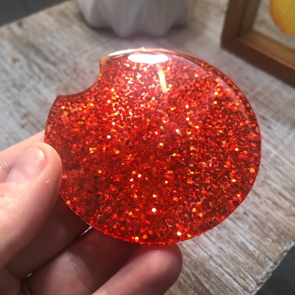 Glam Red Glitter Car Coaster - Multiple Sizes Available - Picture 10 of 11